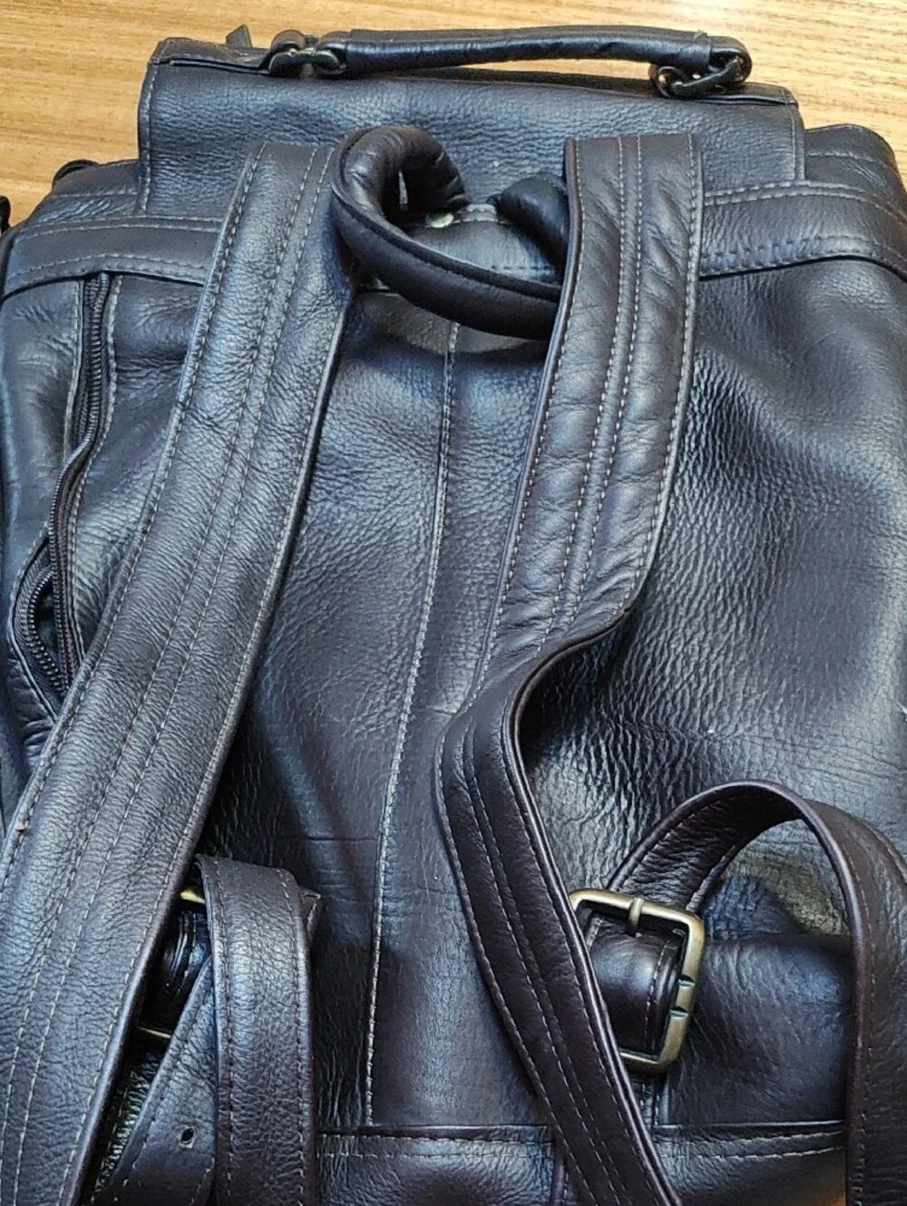 David King men's dark Brown Leather Backpack - Classic Urban Carry